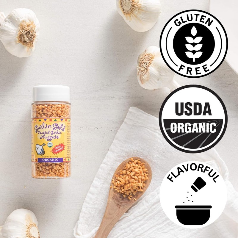 Garlic Gold Toasted Nuggets, Crunchy Roasted Garlic Seasoning, USDA Certified