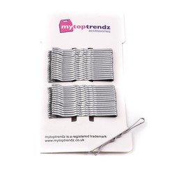 Mytoptrendz® - 64 pcs Small 5cm Long Kirby Hair Grips SILVER GREY Bobby Pins Non-Slip Small Metal Hair Slides Essential Styling Accessories
