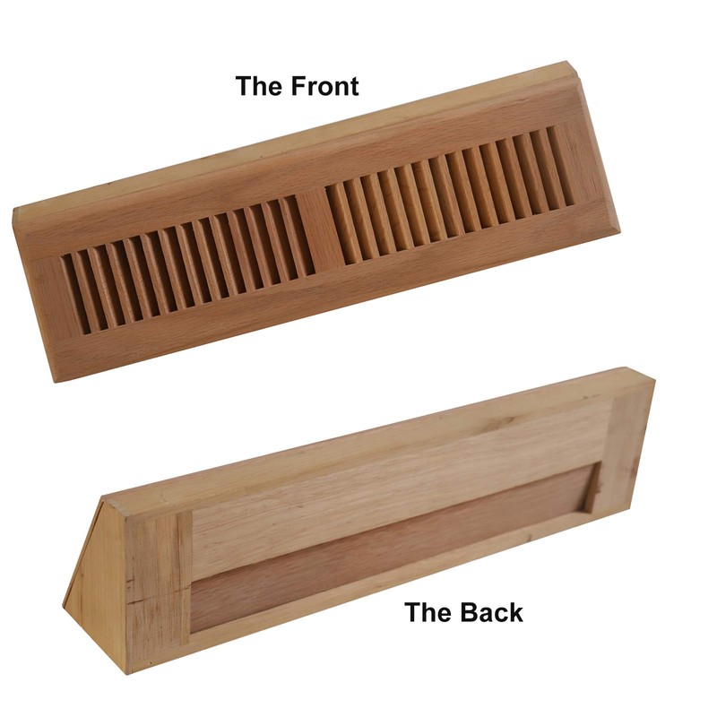 WELLAND Red Oak Baseboard Diffuser Wood Vent Register,15 L X