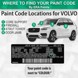 ERA Paints 717 - Onyx Black Metallic for VOLVO Exact Match Automotive Touch Up Paint Spray - 2K Essential Kit