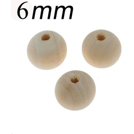 Wooden Beads 6/8/10/12/14/16/18/20 mm Natural Colour Colourless Wooden Balls for Threading Craft Wood with 2~4 mm Hole Spacer Beads (6 mm Pack of 500)