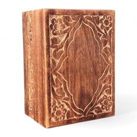 S'vaav's Beautiful Handcrafted Engraved Made Wooden Urn Box | Holding Capacity Upto 30 Cubic Inch | for Human Ashes & Decorative Urn Box (Pack of 1, Walnut, Size: Small)