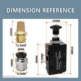 Innfeeltech 1 Pcs Air Hand Lever Operated Valve 3 Way 2 Position 1/4" BSP Pneumatic Solenoid Valve Manual Control Push-Pull 3R210-08