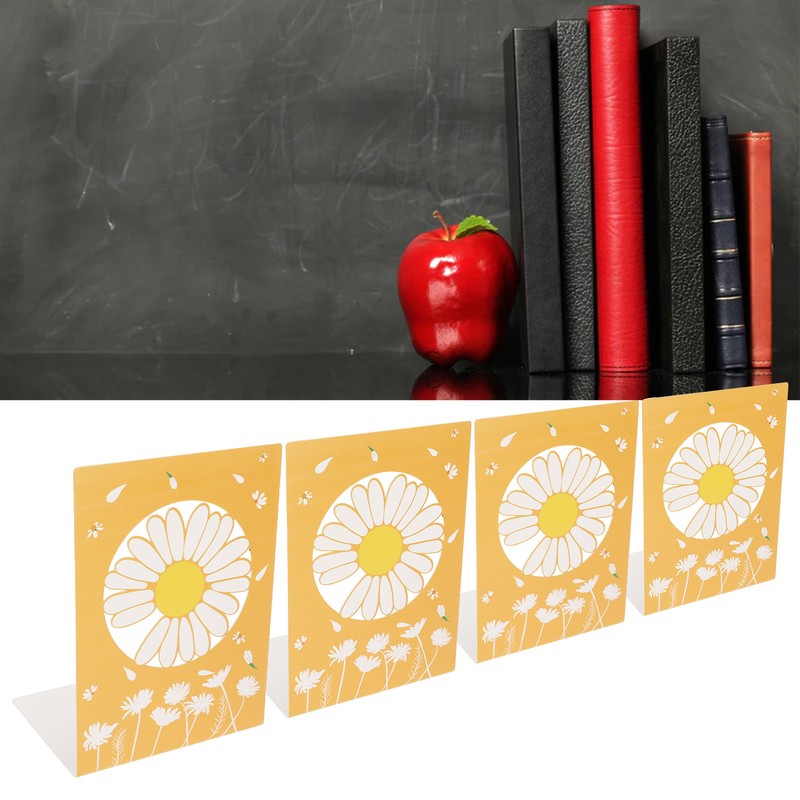 4 Pcs Metal Bookends Anti Slip Exquisite Beautiful Unique Design