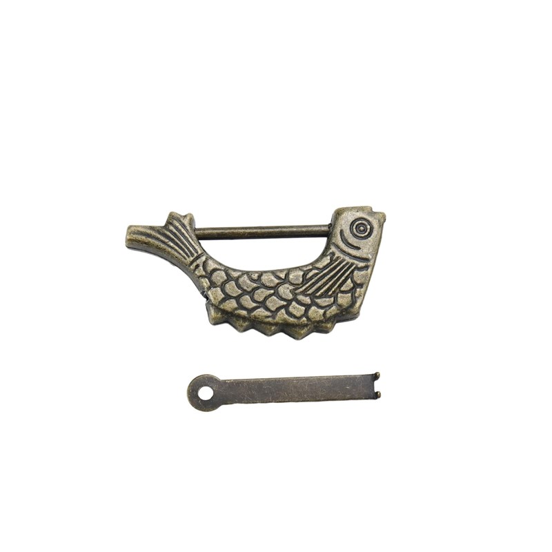 Pastlla 2 Packs Bronze Old Chinese Lock Fish Shaped Retro