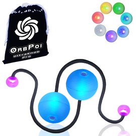 UltraPoi OrbPoi LED Poi Balls – USB Rechargeable Spinning Orb Flow w/ 30+ Color Modes – Glow Poi Balls w/LED Knob Handles & Soft Cases – LED Visual Poi for Rave Parties Festivals & Flow Arts