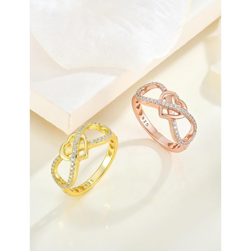 STARCHENIE Infinity Heart Ring 925 Sterling Silver 14K Gold Plated