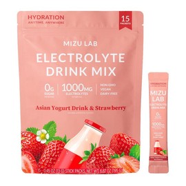 Asian Yogurt & Strawberry Electrolyte Drink Mix – Zero Sugar, Refreshing Hydration, 15 Stick Packs, Deliciously Tangy & Fruity, Perfect On-the-Go!