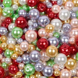 Easter Mix of Glass Pearl Beads 410 Pieces Mix of 4mm, 6mm and 8mm Pearl Beads in Easter Colours for Jewellery Making and Arts and Crafts