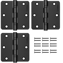 Haidms 3 Pack Ball Bearing Door Hinges 3.5 Inch Matte Black Door Hinges with 1/4'' Radius Corner 304 Stainless Steel Hinge for Heavy Duty Exterior Doors