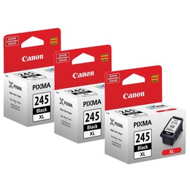 Canon 3 Pack PG-245 XL High Capacity Black Ink Cartridge for Select PIXMA iP, MG, MX, TR, TS Series Printers - 12ml