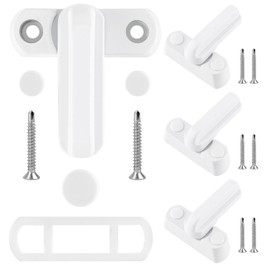 Pack of 4 Window Safety Locks, Burglary Protection, Swivel Latch with Mounting Screws, Sash Blocker Window for Child Safety, Family Safety