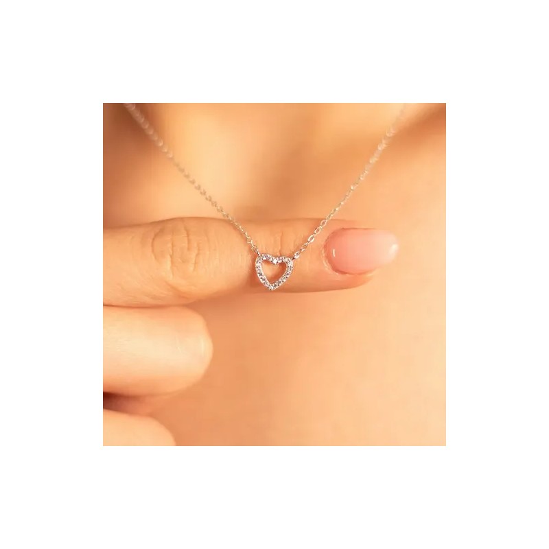 Collar Dije Corazón Plata Pareja Novia Aniversario Mujer