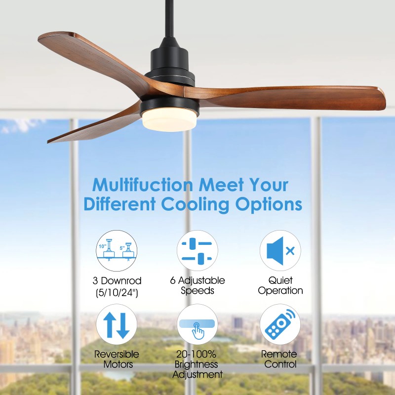 USA in Stock 52 Inch Ceiling Fan with Lights and