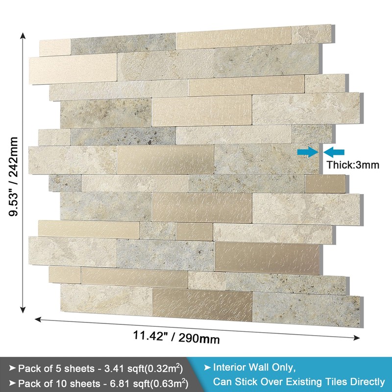 BeNice Backsplash Peel and Stick Wall Tiles for Kitchen,Subway Self