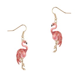 Bill Skinner - Gold Drop Earrings for Women, Nature Inspired, UK Designed, Enamel Flamingo Earrings, Cottage-core Wear, Intricately Detailed with Silky Pouch, Beautiful Gift for Her Birthday