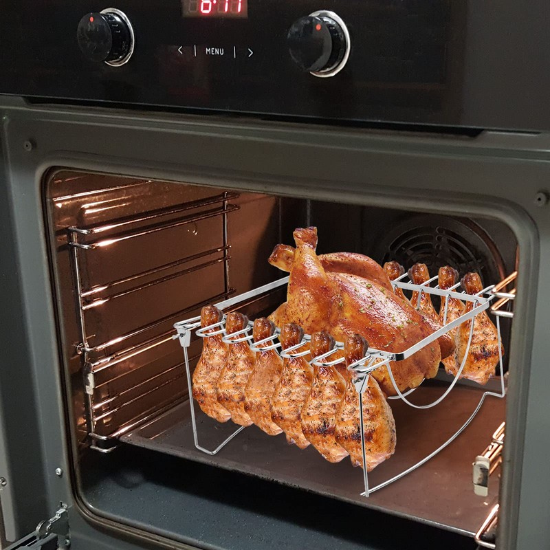 3-in-1 Rib Rack for Smoking & Chicken Leg Rack for