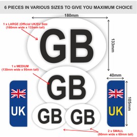 INKati GB Car Stickers 8-Pack in Various Sizes - Includes UK Number Plate Stickers/Classic GB Stickers Mixed Sizes Small to Large/GB Stickers for Car with UK Number Plate Stickers