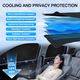 Sunsdrew 8PCS Foldable Sun Shade for 2019-2025 Toyota RAV4 Accessories Car Windshield&Side Windows Shade Cover Kit-Blocks 99% UV&Heat Privacy Protection Keeps RAV4 Cool Black