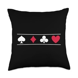 Poker Card Game Symbols Spades Check Cross Heart Games Cards Throw Pillow