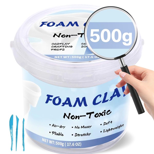 Moldable Cosplay Foam Clay, 500g Lightweight Soft Air Dry Clay