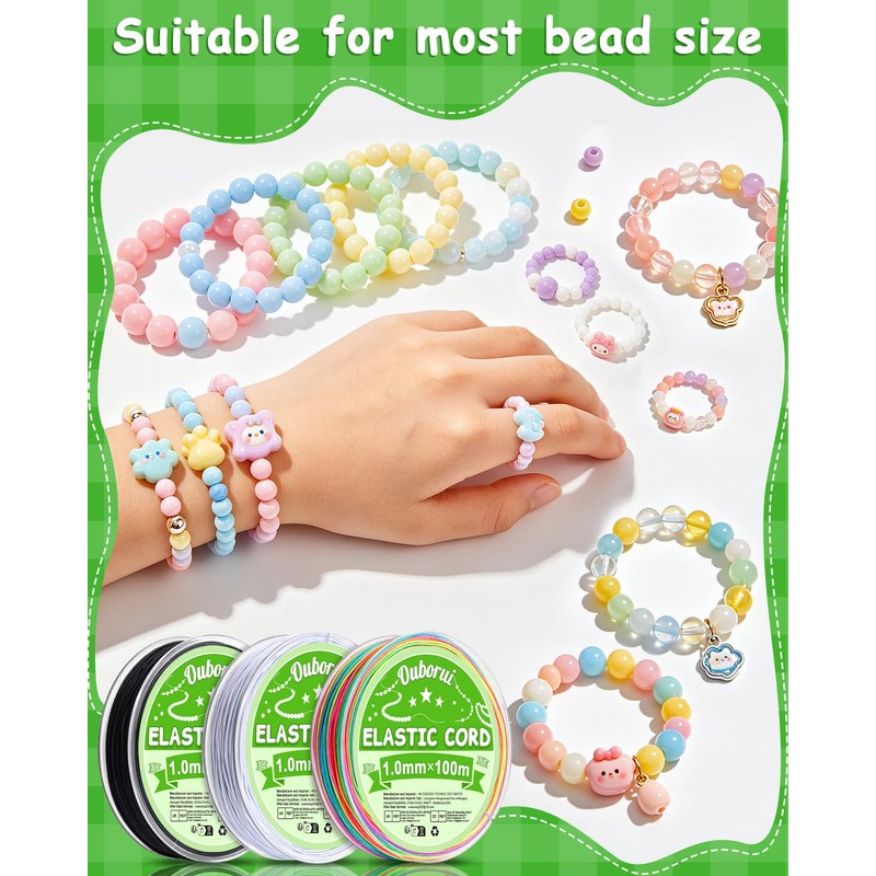Ouborui 300M Elastic String 1mm Elastic Cord for Bracelet Making