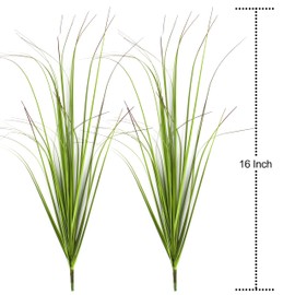 FeiLix 10PCS Artificial Plants Outdoor,Artificial Shrubs Fake Tall Grass,Artificial Faux Greenery Stems,Fake Leaves Artificial Grass Plant Onion Grass UV Resistant for Indoor Decor (10, Green)