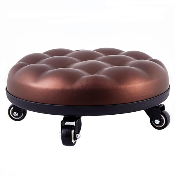Halyuhn Low Roller Seat 13’’, Brown Swivel Rolling Stool with
