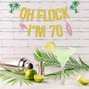 Gold Glitter Oh Flock I'm 70 Banner, Aloha 70/Flamingo Happy