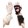 OTPEH 2 Pairs Cat Paw Gloves Fingerless Furry Cat Costume