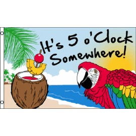 3'x5' It's 5 O'Clock Somewhere Party Parrot FLAG