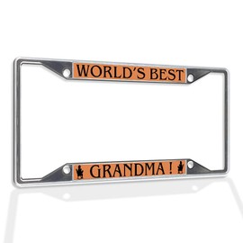 Fastasticdeals Metal Insert License Plate Frame World's Best Grandma! Weatherproof Car Accessories Chrome 4 Holes Solid Insert