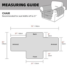 Hggzeg Sofa Cover 1 Seater, Waterproof and Non-Slip Sofa Protectors Slipcover with Side Pocket, Washable Sofa Protector for Kids/Pets(Grey Blue)