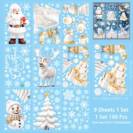 Christmas Window Stickers,Christmas Decorations,PVC Static Snow Window Stickers, 3D Reusable and Detachable,Christmas Window Displays,Party Decorations and Create Atmosphere