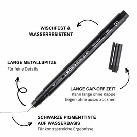 Tombow Fineliner MONO drawing pen, line width 05 (approx. 0.45 mm), pigment ink, water and light resistant, for sketching, illustrating and drawing, black, WS-EFL-H-05