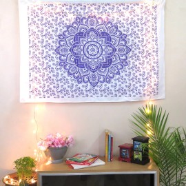 Oussum Mandala Throw Cotton Poster Indian Decor Wall Hanging Boho Cotton Wall Tapestry