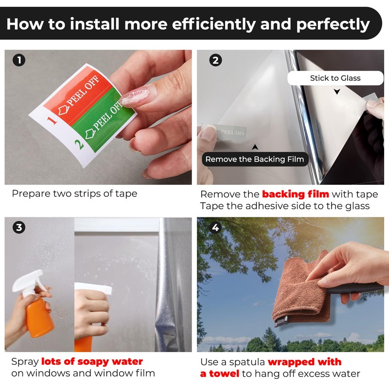 Coavas One Way Privacy Window Film with 3 Tools: Reflective