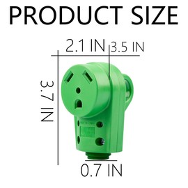 BELOMI 30 Amp RV Plug, Heavy Duty NEMA TT-30P Replacement Plug Adapter, 125V Electrical Power Connector Extension Cord End with Easy Unplug Handle, Compatible with RV Trailer（Female/Green）