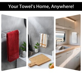 ZUNTO Acrylic Towel Bar 7.9 Inch - Transparent Adhesive Bathroom & Kitchen Hand Towel Rack for Dish Cloths, RV, Apartment (No Drill, Strong Sticky)