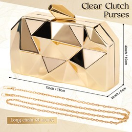 5 Pcs Clutch Purse for Women Evening Prom Purses Metallic Handbag for Wedding Banquet Retro Jewelry Set (Golden)