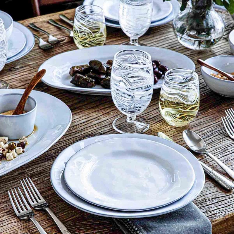 Juliska Puro Marbled Stemless Wine Glass - White