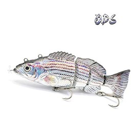 Robotic Swimming Lure,ODS Electric Fishing Lure 4 Segment Jointed Swimbait USB Rechargeable Robotic Lure for Bass Trout Pike