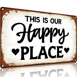 Funnysign Garden Gifts This Is Our Happy Place Vintage Gardening Tin Sign for Home Garden Patio Greenhouse Yard Decor 8 X 12 Inch (9748)