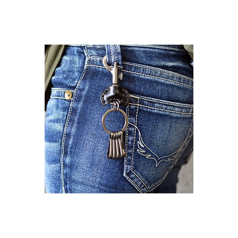 [BLUEVOGUE] 【REAL LEATHER】ビンテージ レザー キーホルダー バイカー 牛革 ;AMKH-035-CA