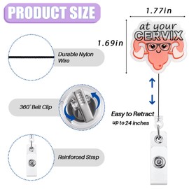 at Your Cervix Uterus Badge Reel Retractable for Labor and Delivery Nurse & Midwife, Cute Gynecology ID Badge Reel, OB/GYN Badge Clip, L&D Nurse Gifts, Funny Ovaries Badge Holder with Alligator Clip