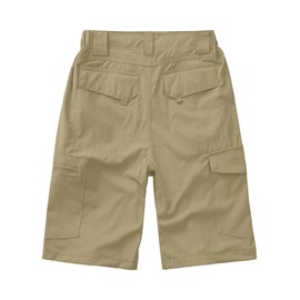 Men's Shorts Quick Dry Cargo Shorts Outdoor Hiking Golf Work Shorts Elasticated Waist with Zip Pockets(Khaki-34)