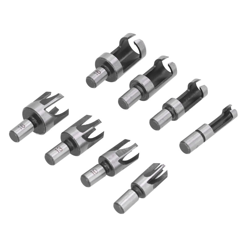 8Pcs Wood Plug Drill Bit Cutter Carbon Steel Industrial Barrel