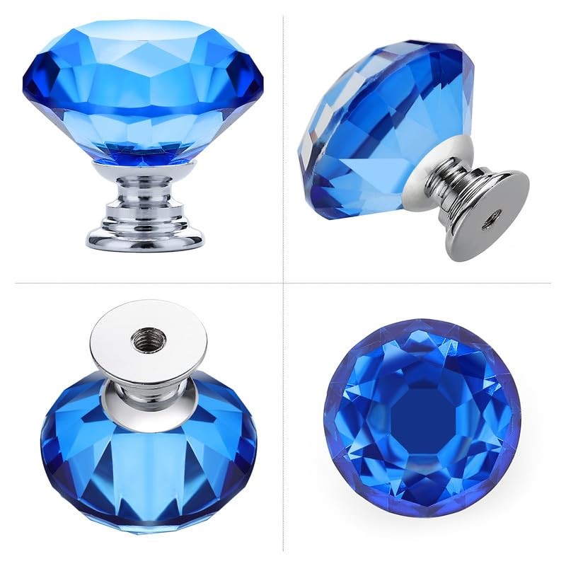 Ravinte Pack of 10 Crystal Drawer Knobs and Handles, Blue