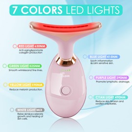 Facial Massager Red-Light-Therapy-for-Face and Neck, Face 𝖲 culpting Wand with 7 Color - Birthday, Christmas, Mothers Day, Valentines Day Gifts for Her Women Mom Best Friend Wife Teacher (Rose Gold)