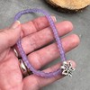Pale Purple Frosted Glass Bead Anklet with Silver Plated Butterfly